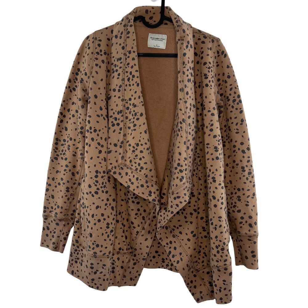 Abercrombie & Fitch Open Front Dalmatian Spot Brown Cardigan Sweater Size Small